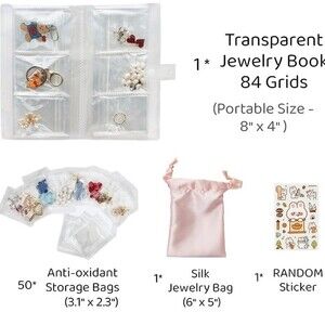 Transparent Jewelry Storage Book with Pockets